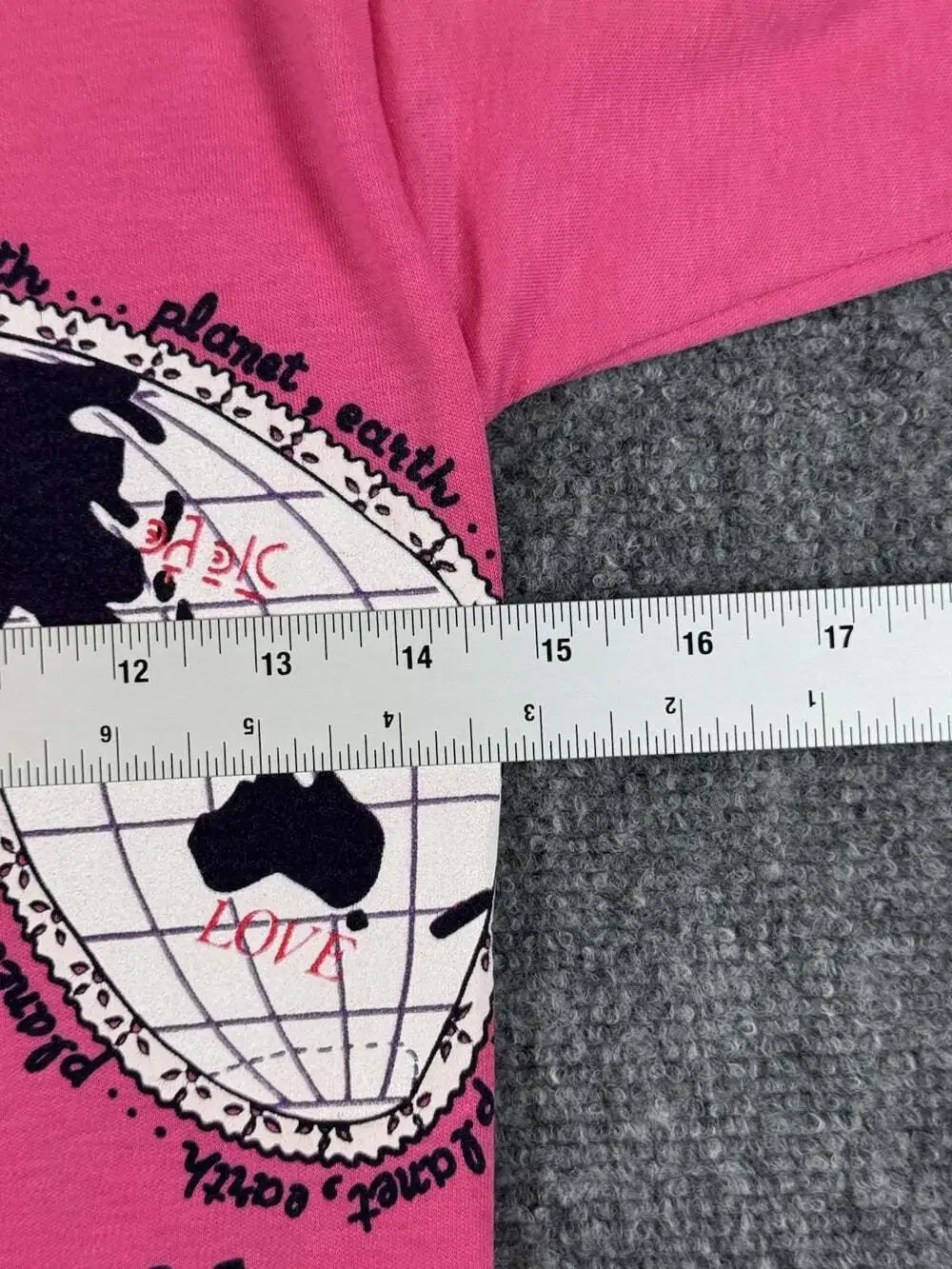 Vintage Baby Girls Pink Turtleneck Long Sleeve World Graphic Shirt Size 5